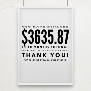 Round Up donation total for first 10 month